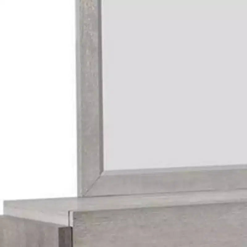 Miroir de commode mural, accent biseauté, bois massif gris 36x40