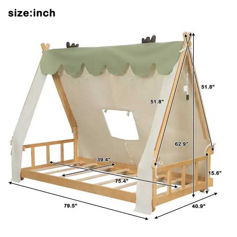 Tente de lit pour enfants avec lumières et lucarne