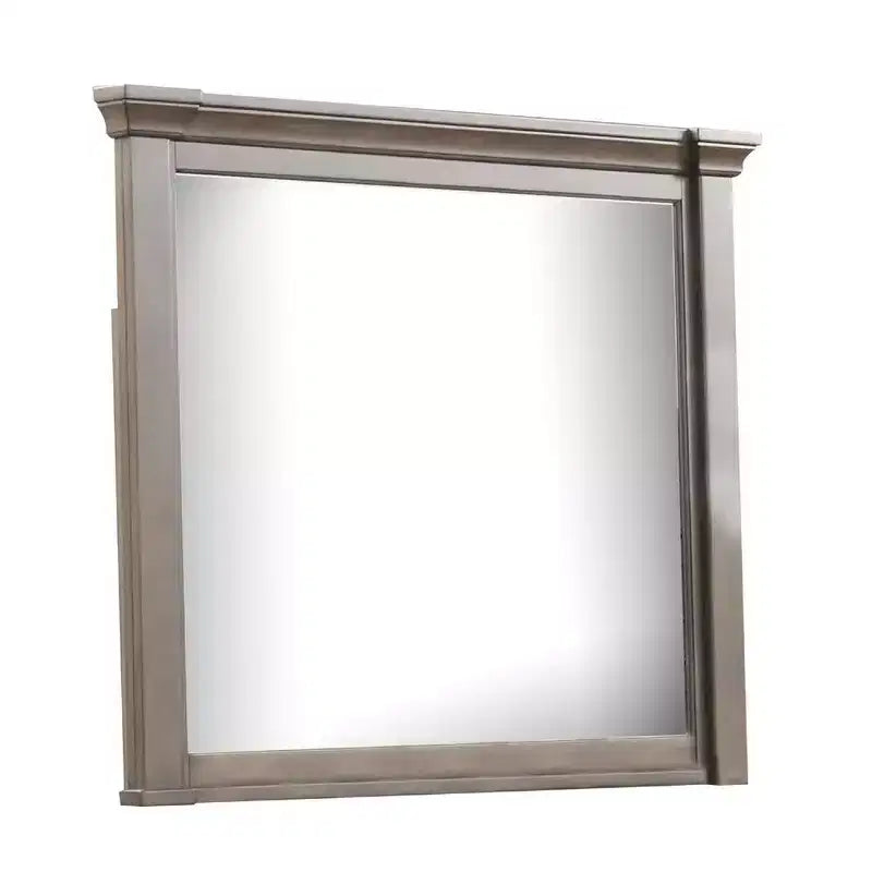 Miroir de commode, Verre biseauté, Bois de noyer foncé, 39x46