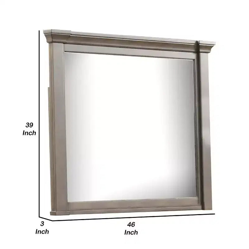 Miroir de commode, Verre biseauté, Bois de noyer foncé, 39x46