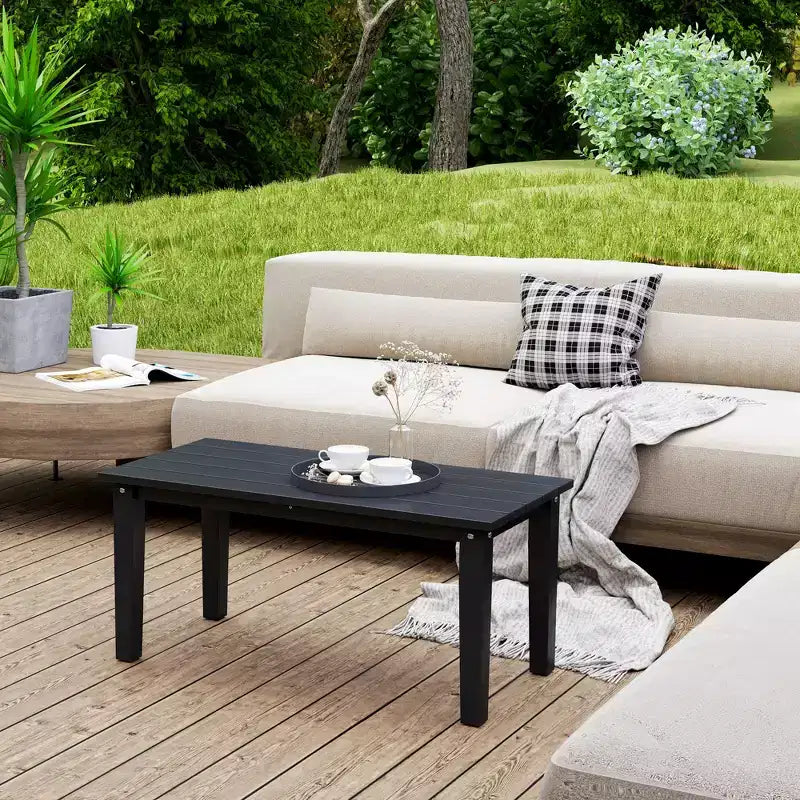 Table basse de patio tous temps avec plateau à lattes