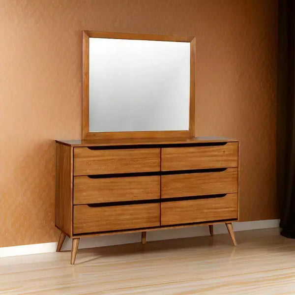 Royal Hampton Mid Cent Modern Mirror, Oak Finish
