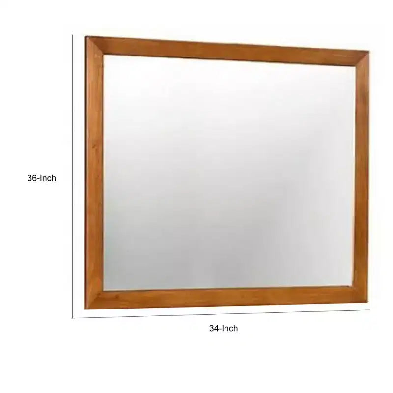 Miroir Mid-Century Moderne, fini chêne