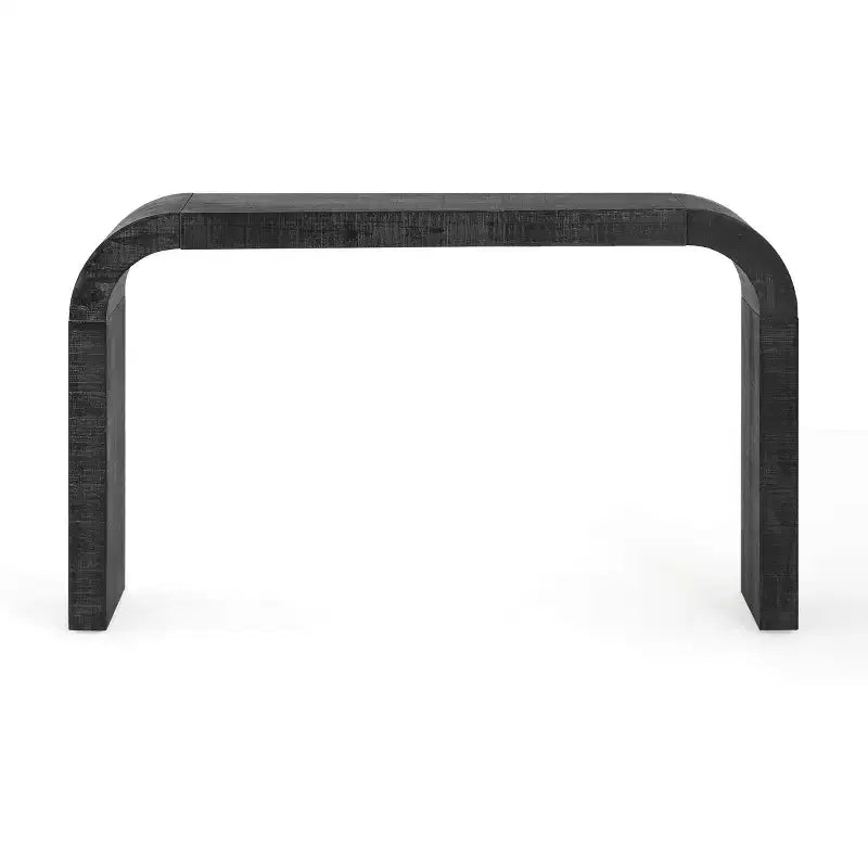 52 Table console étroite à bord incurvé, Table console derrière le canapé, Table de couloir étroite et moderne pour le salon