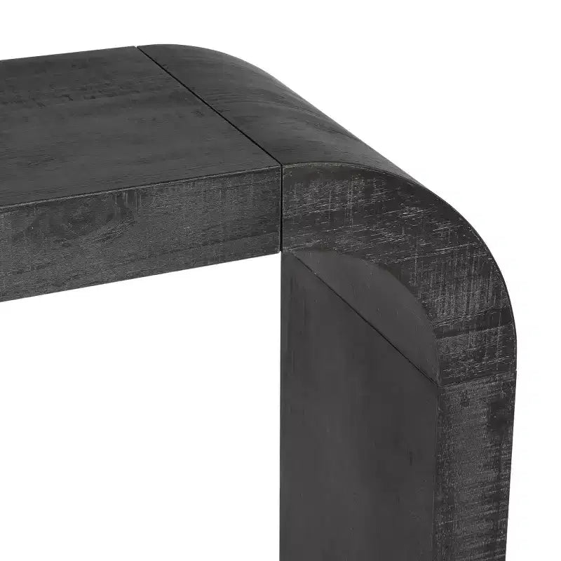 52 Table console étroite à bord incurvé, Table console derrière le canapé, Table de couloir étroite et moderne pour le salon