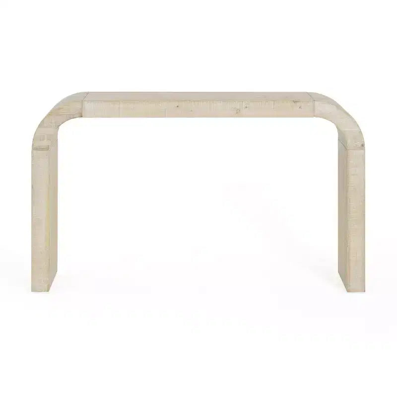 52 Table console étroite à bord incurvé, Table console derrière le canapé, Table de couloir étroite et moderne pour le salon