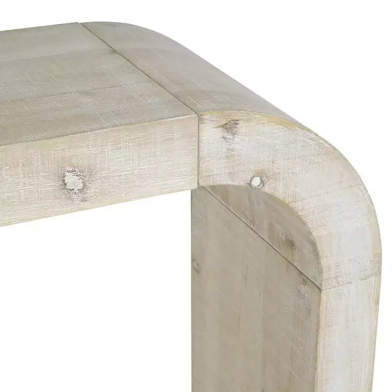 52 Table console étroite à bord incurvé, Table console derrière le canapé, Table de couloir étroite et moderne pour le salon