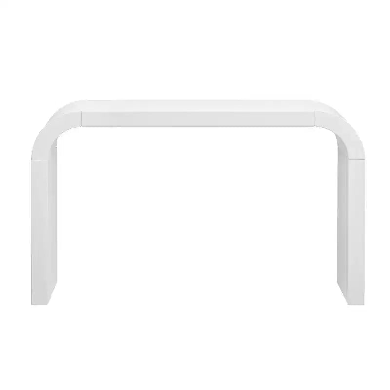 52 Table console étroite à bord incurvé, Table console derrière le canapé, Table de couloir étroite et moderne pour le salon