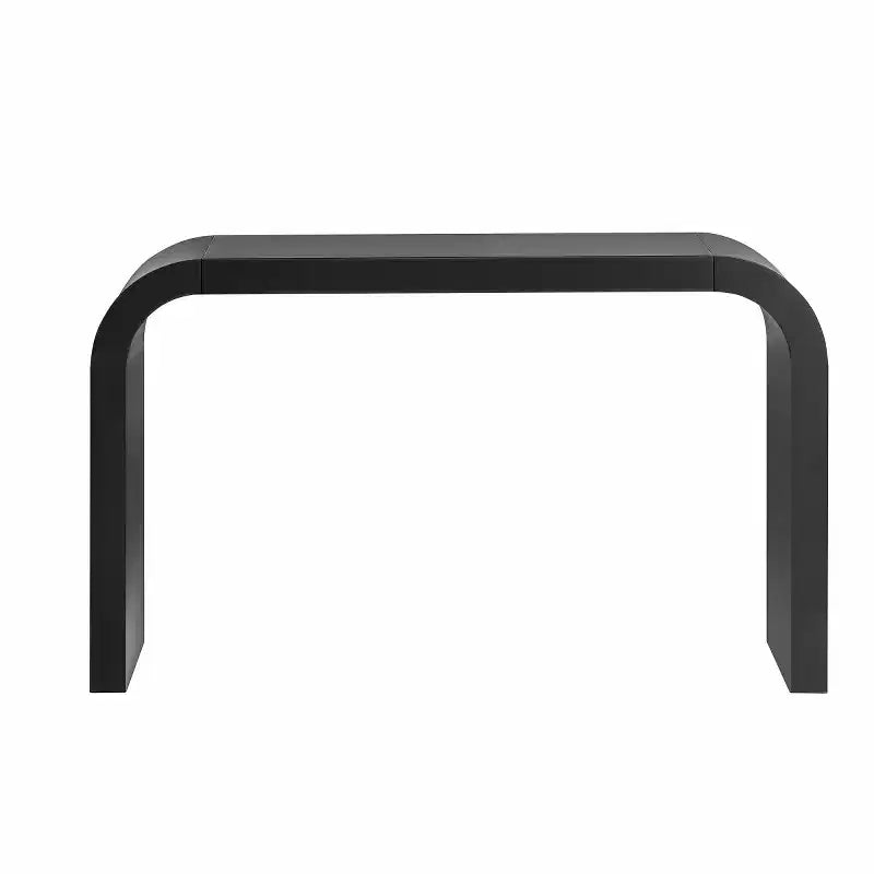 52 Table console étroite à bord incurvé, Table console derrière le canapé, Table de couloir étroite et moderne pour le salon