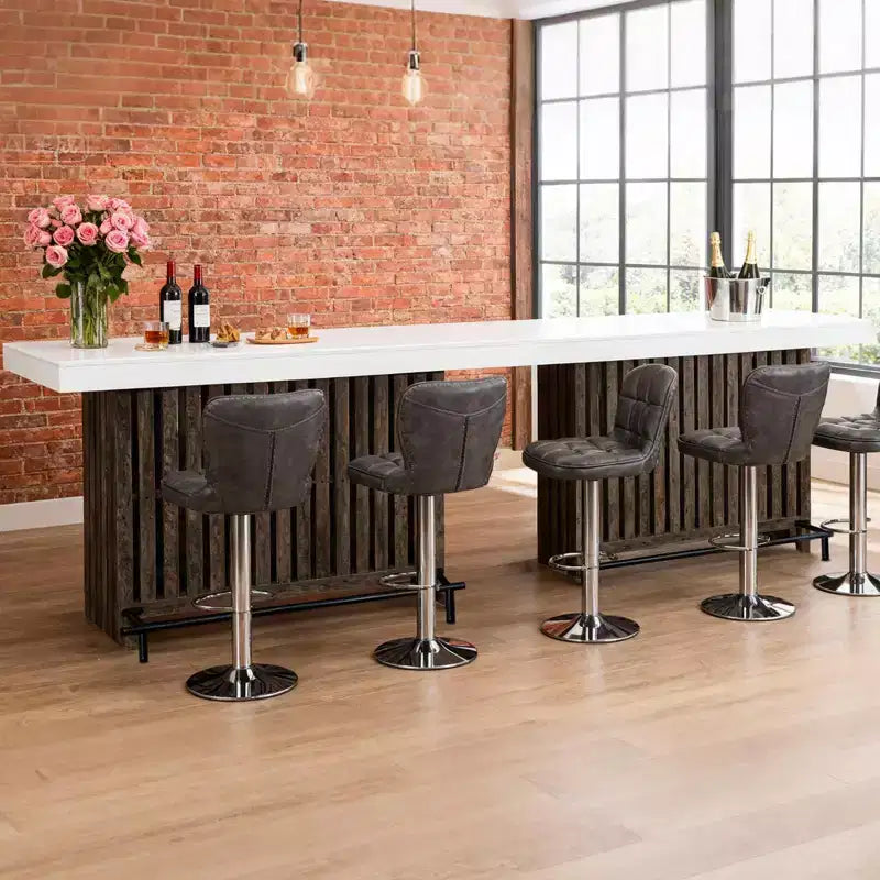 Meuble de bar spacieux de 160 cm, îlot de cuisine à 2 niveaux avec repose-pieds, table de bar moderne