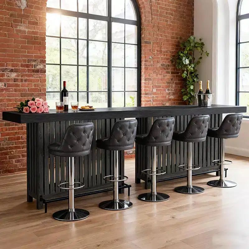 Meuble de bar spacieux de 160 cm, îlot de cuisine à 2 niveaux avec repose-pieds, table de bar moderne