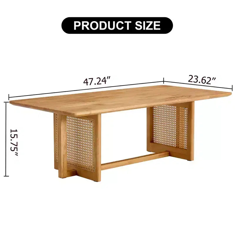 Table basse rectangulaire rustique en bois imitation rotin