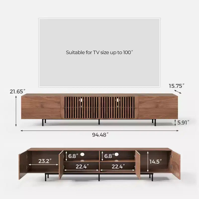 Meuble TV et console multimédia modernes de 240 cm et centres de divertissement avec grand espace de rangement