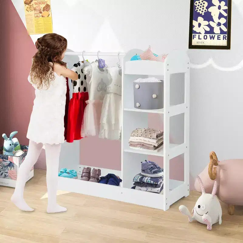 Armoire de rangement à suspendre pour déguisements d'enfants avec miroir et étagères