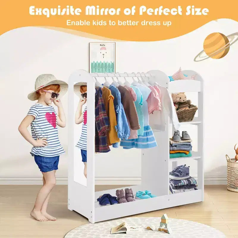 Armoire de rangement à suspendre pour déguisements d'enfants avec miroir et étagères