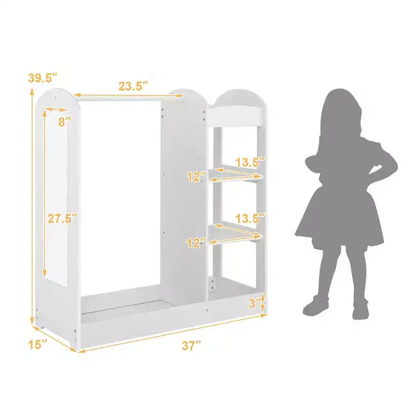 Armoire de rangement à suspendre pour déguisements d'enfants avec miroir et étagères