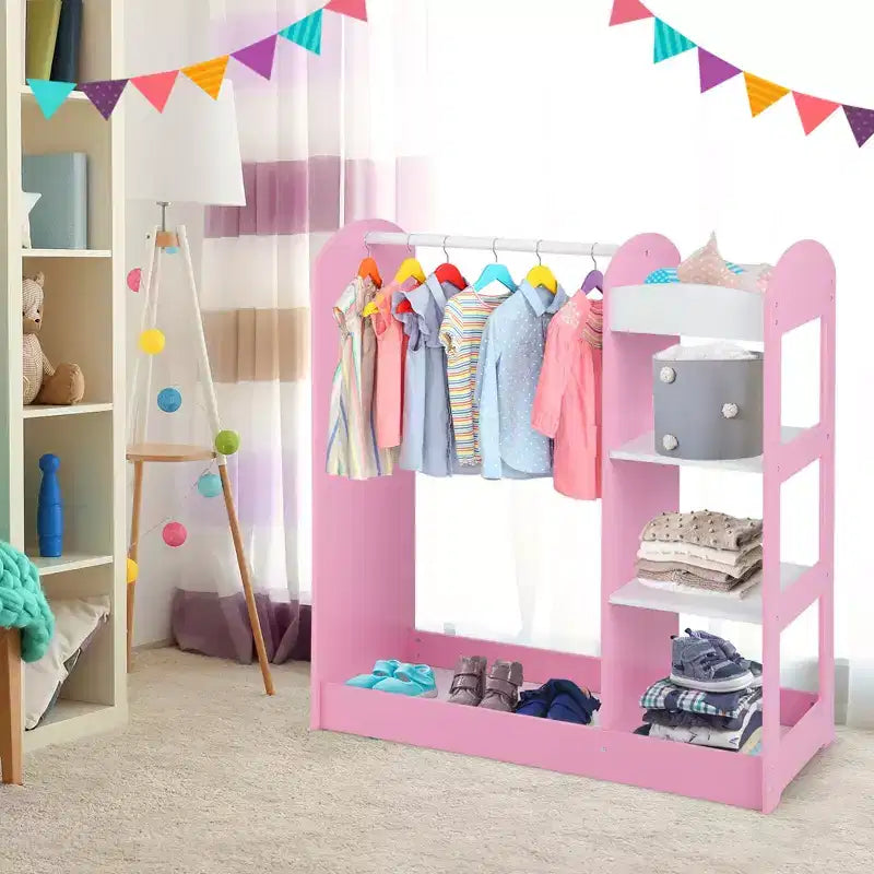 Armoire de rangement à suspendre pour déguisements d'enfants avec miroir et étagères