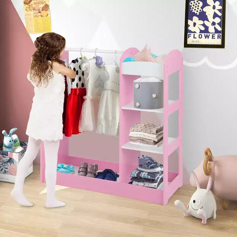 Armoire de rangement à suspendre pour déguisements d'enfants avec miroir et étagères