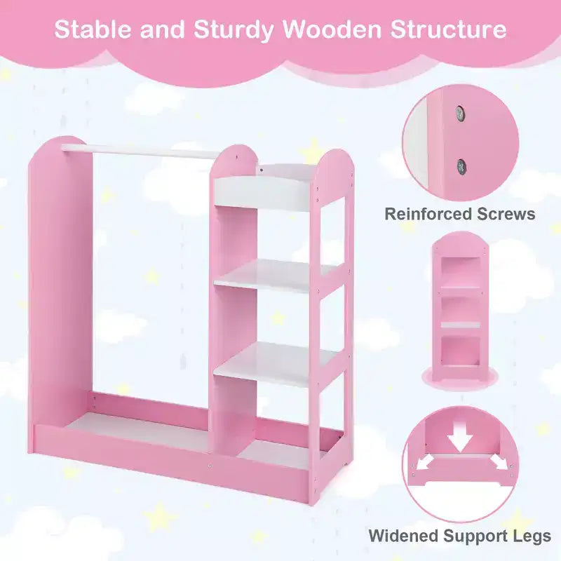 Armoire de rangement à suspendre pour déguisements d'enfants avec miroir et étagères