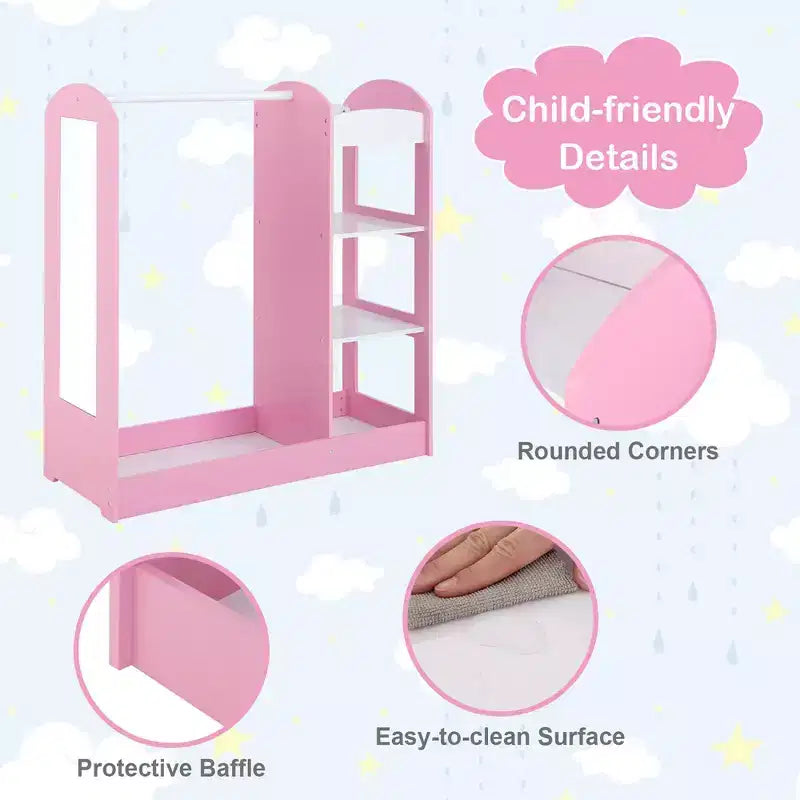 Armoire de rangement à suspendre pour déguisements d'enfants avec miroir et étagères