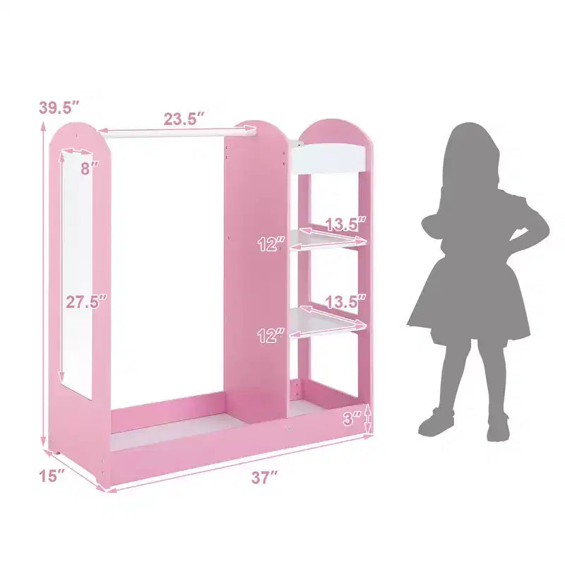 Armoire de rangement à suspendre pour déguisements d'enfants avec miroir et étagères