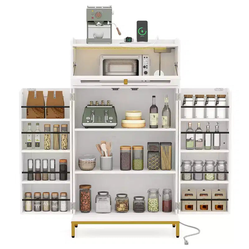 Prise électrique pour armoire de cuisine et éclairage LED contrôlé par application avec porte basculante en acrylique