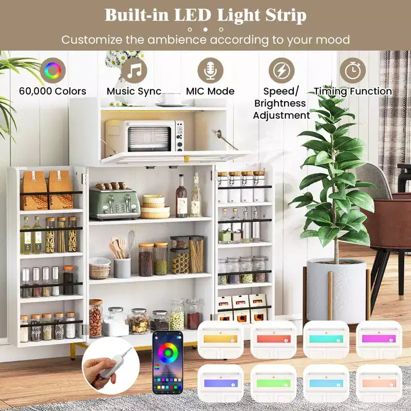 Prise électrique pour armoire de cuisine et éclairage LED contrôlé par application avec porte basculante en acrylique
