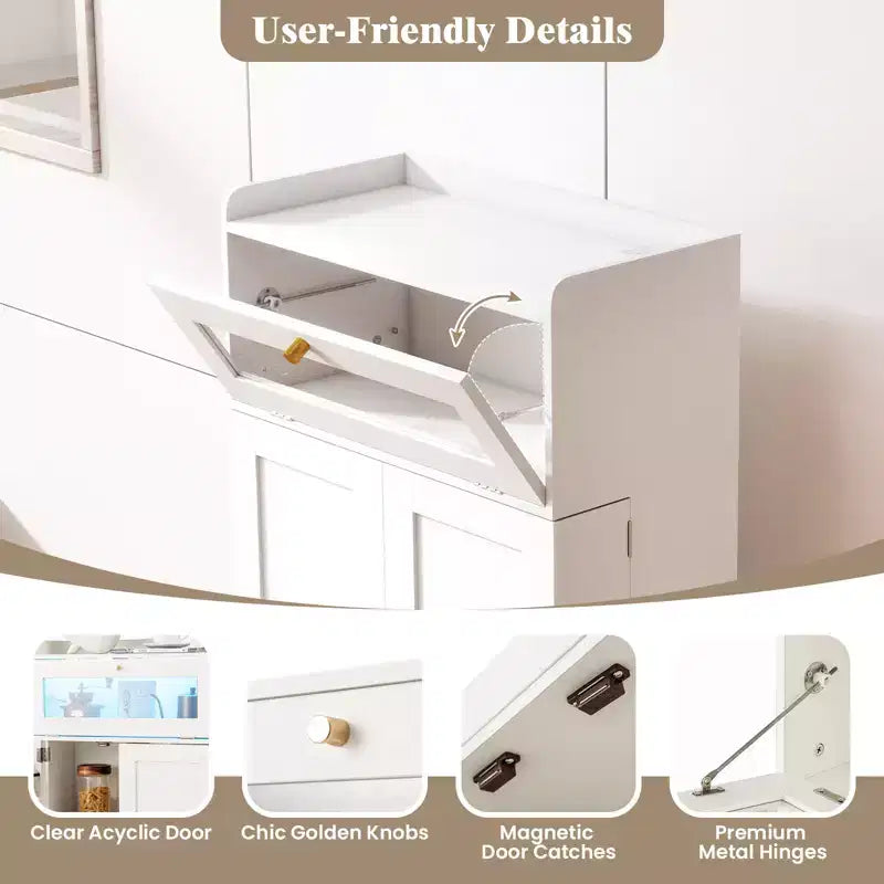 Prise électrique pour armoire de cuisine et éclairage LED contrôlé par application avec porte basculante en acrylique