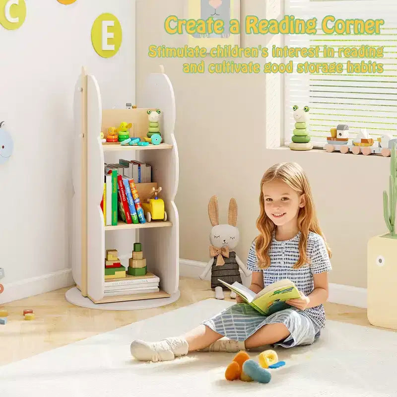 Bibliothèque rotative à 360° pour enfants avec 5 étagères