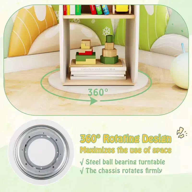 Bibliothèque rotative à 360° pour enfants avec 5 étagères