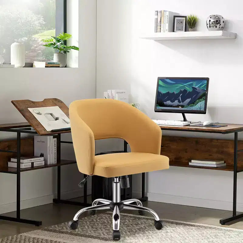 Chaise de bureau pivotante réglable en tissu avec dossier ajouré