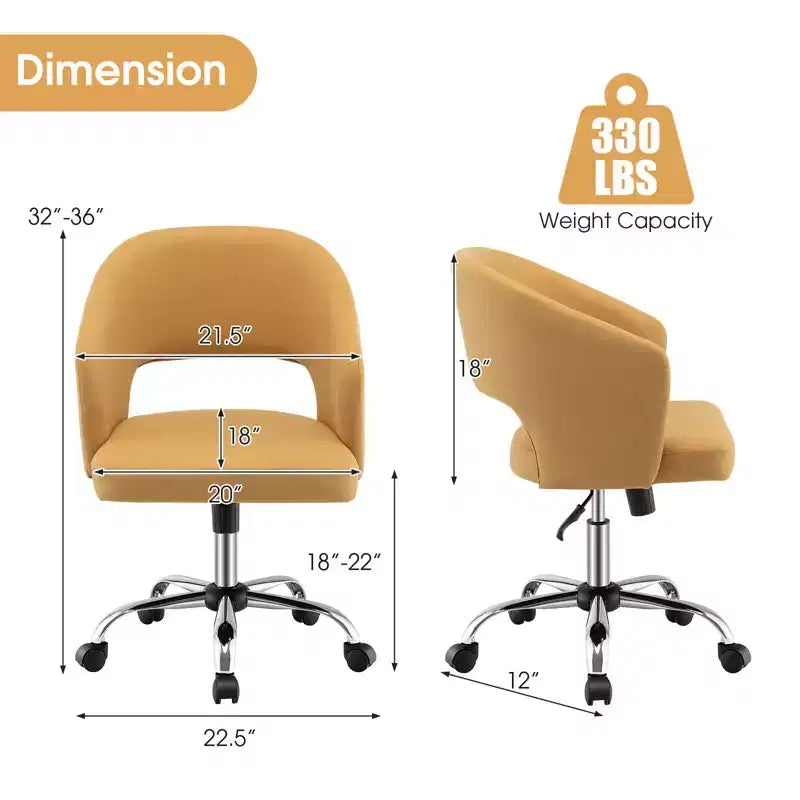 Chaise de bureau pivotante réglable en tissu avec dossier ajouré