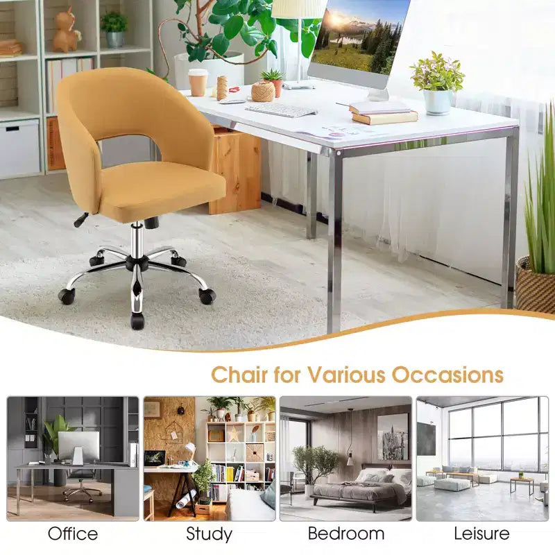 Chaise de bureau pivotante réglable en tissu avec dossier ajouré