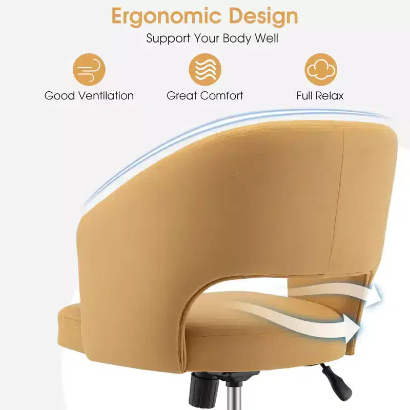 Chaise de bureau pivotante réglable en tissu avec dossier ajouré