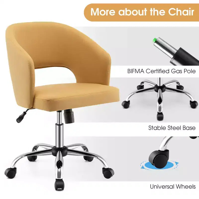 Chaise de bureau pivotante réglable en tissu avec dossier ajouré