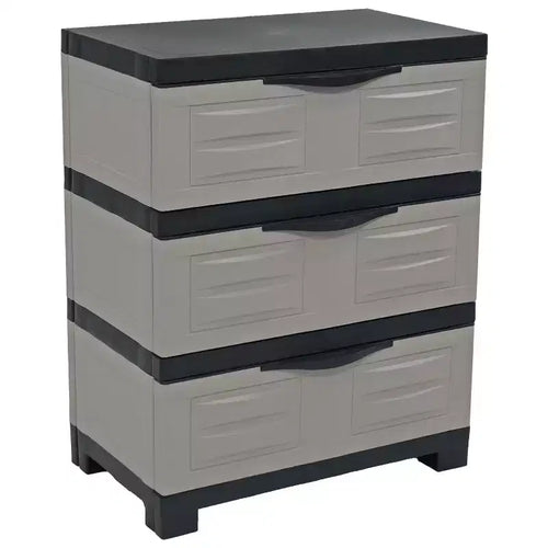 HomeRoots 30 Gray And Black Heavy Duty Plastic Three Drawer Utility Cabinet