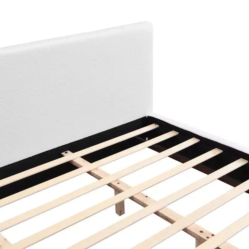 Cadre de lit plateforme rembourré lit flottant avec lumière et tête de lit, blanc