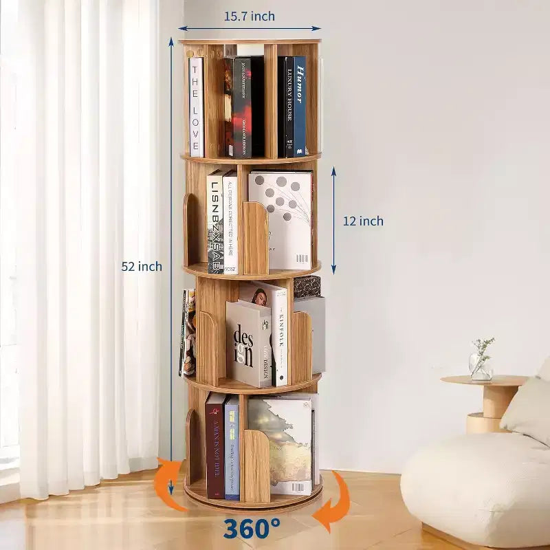 Étagère d'angle rotative à 360° à 4 niveaux en bois