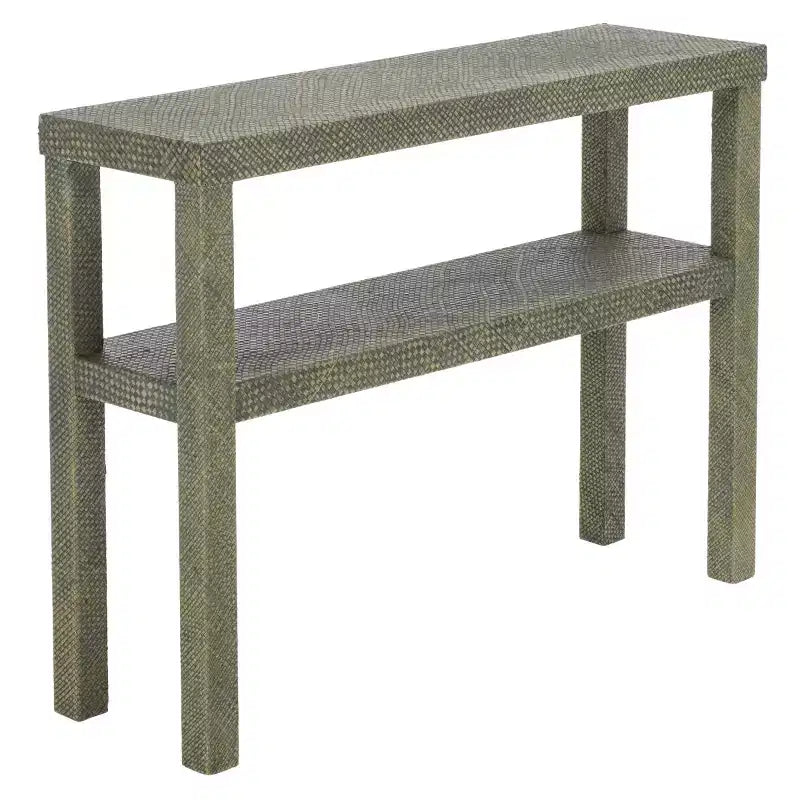 Console 2 étagères, style nautique côtier, bois avec finition laquée, table d'entrée/couloir intérieure