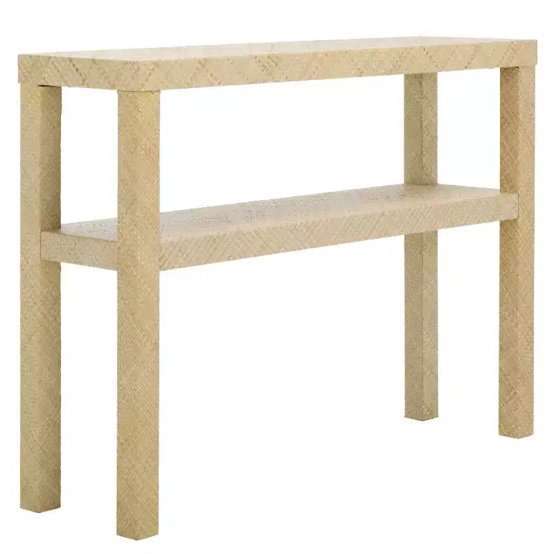 Console 2 étagères, style nautique côtier, bois avec finition laquée, table d'entrée/couloir intérieure