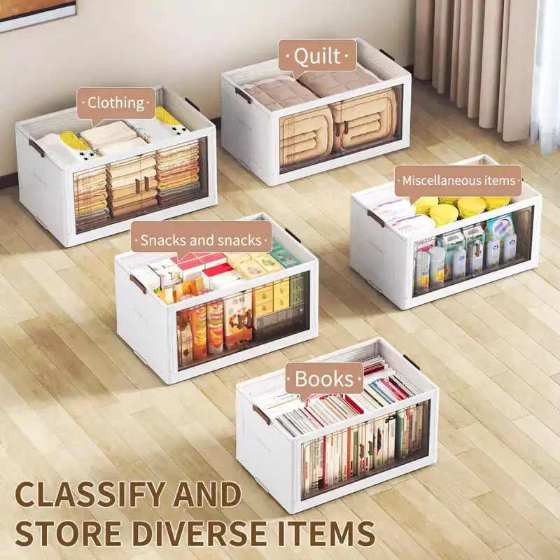 Bacs de rangement superposables et pliables avec couvercle et roulettes, 4/5/6 niveaux | Pour vêtements, pulls et serviettes (organisation de placard)