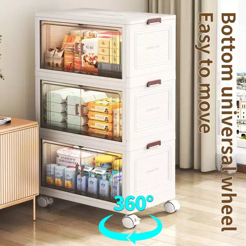 Bacs de rangement superposables et pliables avec couvercle et roulettes, 4/5/6 niveaux | Pour vêtements, pulls et serviettes (organisation de placard)