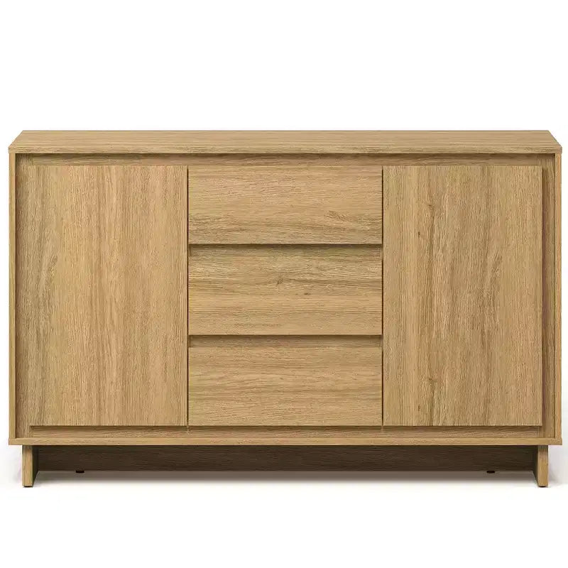 Meuble de rangement moderne avec 2 portes, 3 tiroirs et cadre décoratif