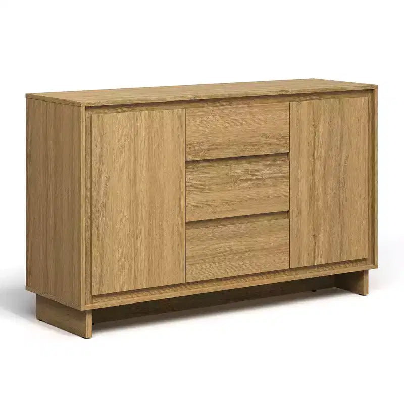 Meuble de rangement moderne avec 2 portes, 3 tiroirs et cadre décoratif
